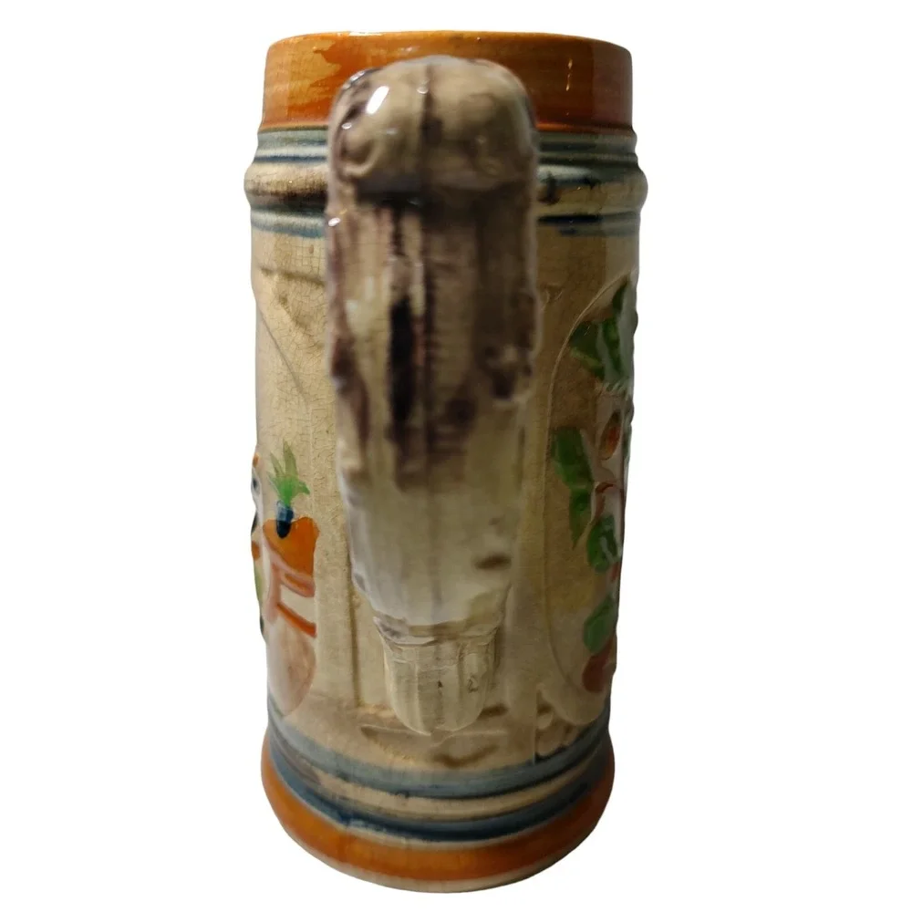 Vintage Beer Stein 3D Hand Painted Made in Japan Pub Bar Music Scene 7.25 in SEE